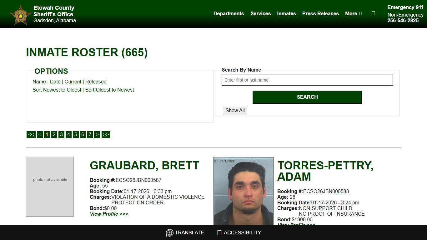 Inmate Roster - Current Inmates Booking Date Descending - Etowah County Sheriff's Office