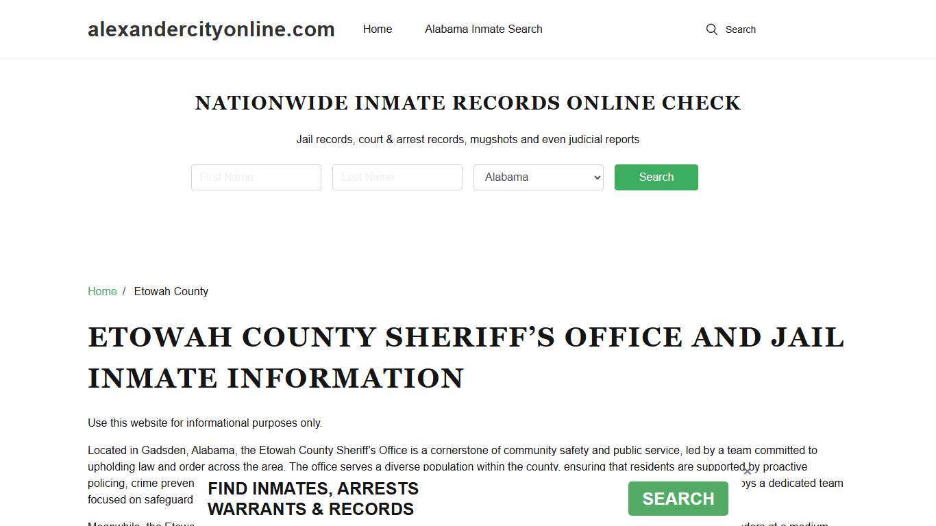Etowah County Sheriff, AL, Jail Inmate Search, Recent Arrests