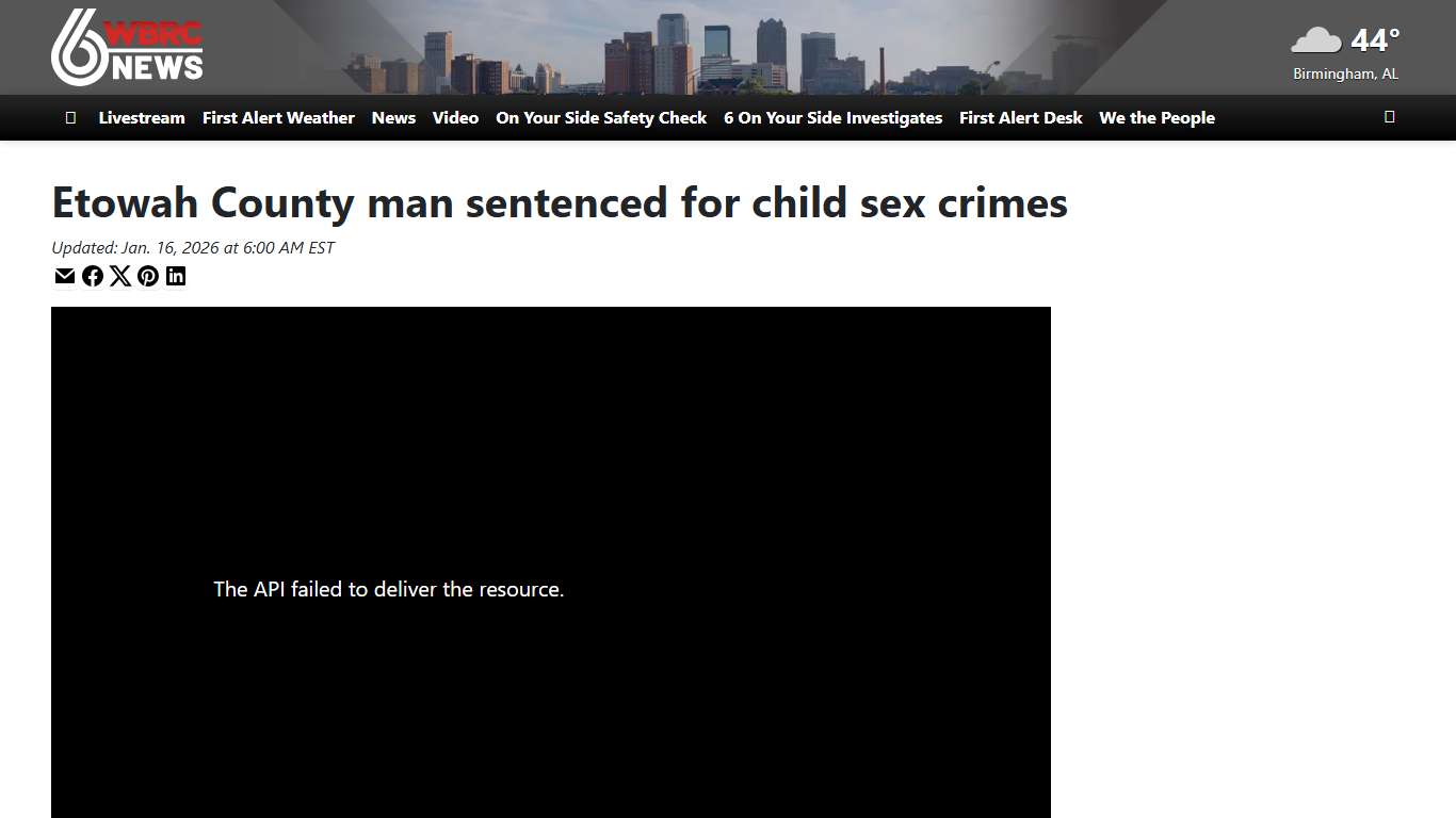 Etowah County man sentenced for child sex crimes